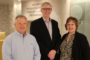 Insight Magazine Bellin Health, Left to Right: Dr. Brad Wozney, Medial Director Population Health – Bellin Region, Primary Care Department Chair; Chris Elfner, Vice President, Clinically Integrated Network; Lynne Nelson, Team Leader, Human Resource...